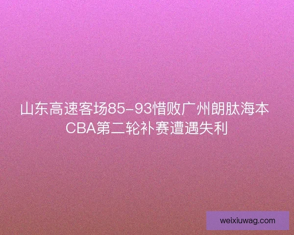 山东高速客场85-93惜败广州朗肽海本 CBA第二轮补赛遭遇失利