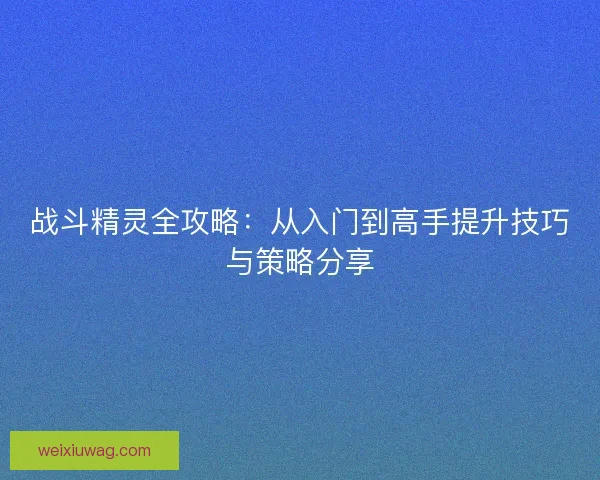 战斗精灵全攻略：从入门到高手提升技巧与策略分享